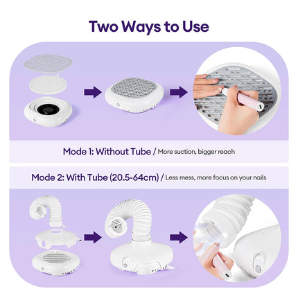 Turbo Brushless Nail Dust Collector Vacuum Cleaner  with LED Tube Strong Power Manicure Dust Extractor Gel Polish Dust Fans Art Equipment