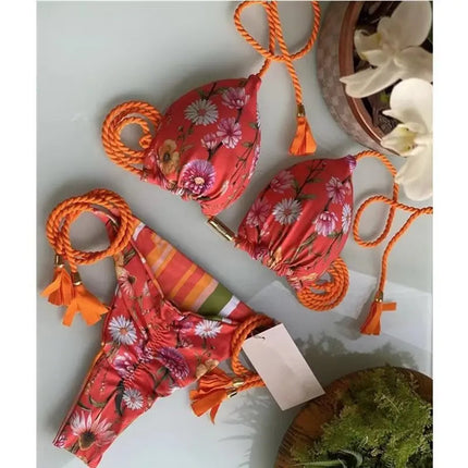 Nuovo Costume da Bagno Sexy da Donna, Set Bikini all'Uncinetto a 2 Pezzi, Triangolare Brasiliano, Push-Up, per Spiaggia Estiva PlatiNum
