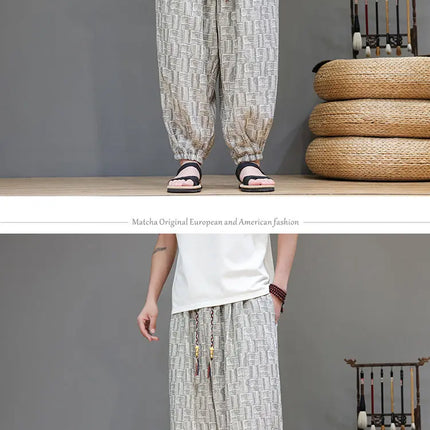 Pantaloni a Gamba Larga Stile Cinese in Corduroy, Pantaloni Lantern da Uomo, Comodi e Traspiranti per Autunno e Inverno, Jogger Casual
