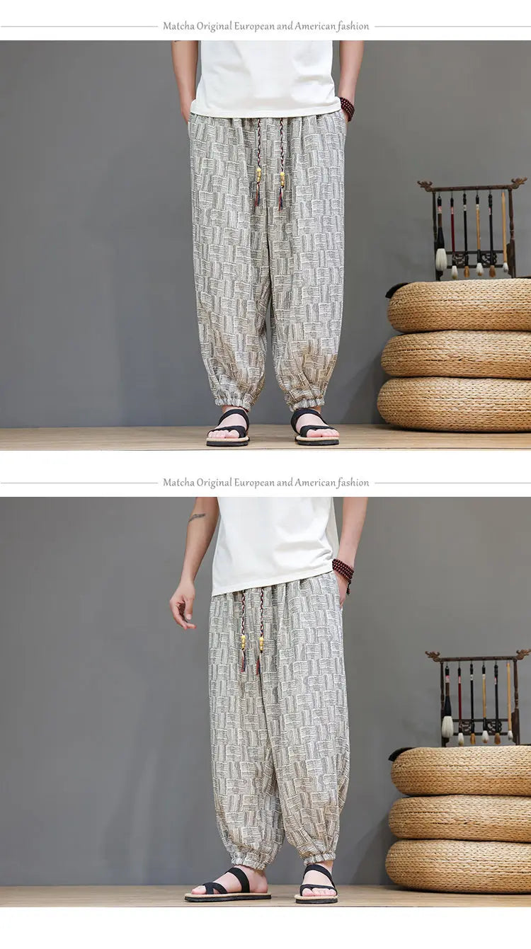 Pantaloni a Gamba Larga Stile Cinese in Corduroy, Pantaloni Lantern da Uomo, Comodi e Traspiranti per Autunno e Inverno, Jogger Casual