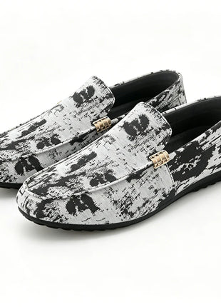 Mocassini stampati alla moda per uomo, scarpe basse estive traspiranti, scarpe casual da uomo, comode scarpe da guida antiscivolo, scarpe slip-on da uomo