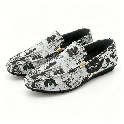 Mocassini stampati alla moda per uomo, scarpe basse estive traspiranti, scarpe casual da uomo, comode scarpe da guida antiscivolo, scarpe slip-on da uomo