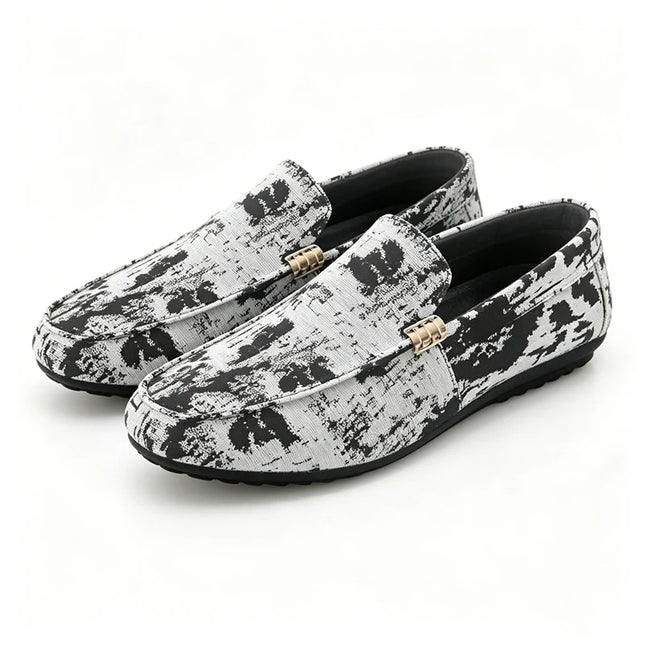 Mocassini stampati alla moda per uomo, scarpe basse estive traspiranti, scarpe casual da uomo, comode scarpe da guida antiscivolo, scarpe slip-on da uomo