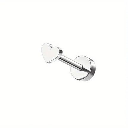 Florideco 1PC Stainless Steel Cartilage Stud Earrings for Women Opal Flat Back Earring Studs Lip Bar Nose Ear Piercing Jewellery PlatiNum