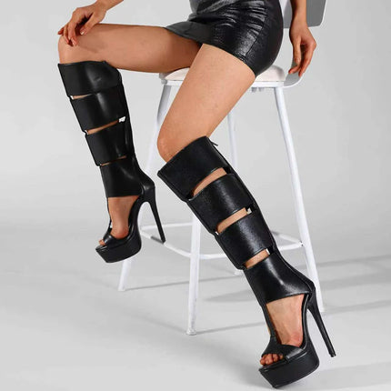 Summer sexy high heel platform  women sandal belt peep toe night party sandal PlatiNum