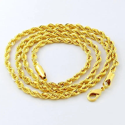 Hot y2k 18K Gold Necklace 3MM Twisted Rope Twist Electroplating Chain for Men Women Wedding Jewelry Gifts PlatiNum