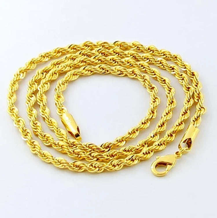Hot y2k 18K Gold Necklace 3MM Twisted Rope Twist Electroplating Chain for Men Women Wedding Jewelry Gifts PlatiNum