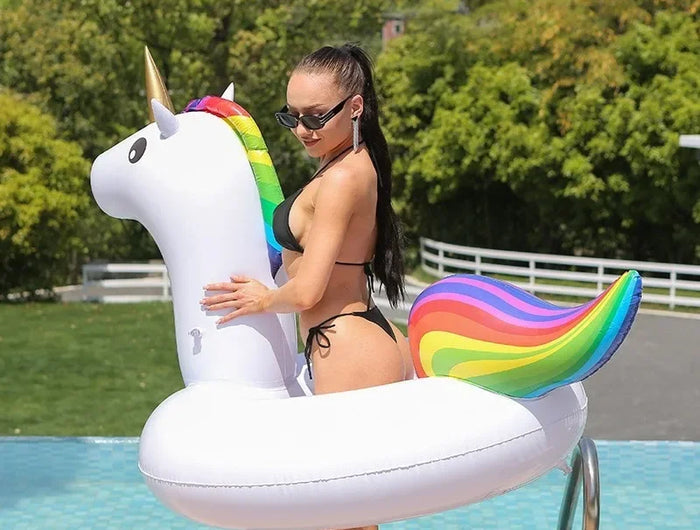 Large Inflatable Unicorn Toys Summer Pool Swim Ring Thickened PVC Air Beach Party Inflatable Toys for Kids Adults