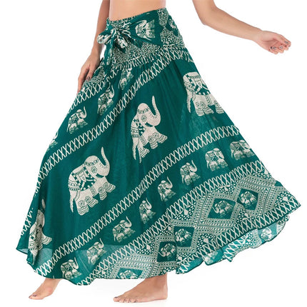 Boho Gonne Donna Rayon Beach Abito lungo Estate Bohemian Jupe Longue Femme Elastico in vita Stampa Fasciatura floreale Halter Hippie platinumshop