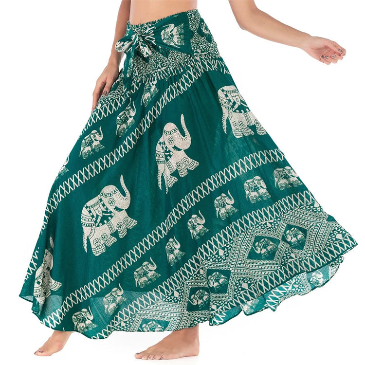 Boho Gonne Donna Rayon Beach Abito lungo Estate Bohemian Jupe Longue Femme Elastico in vita Stampa Fasciatura floreale Halter Hippie platinumshop