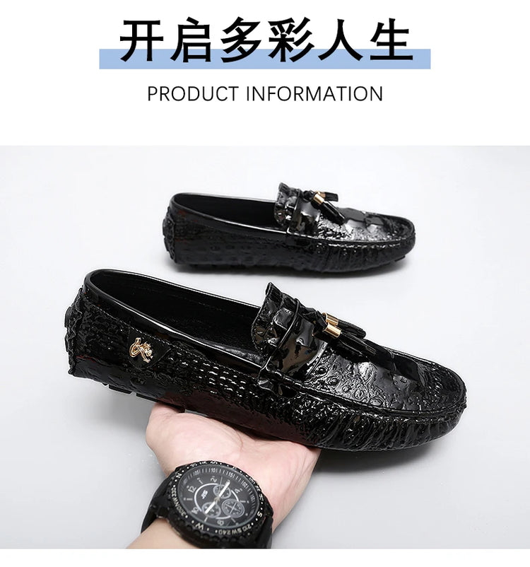 Scarpe da Uomo Casual in Pelle, Mocassini di Design, Slip-on, Scarpe da Guida e da Barca di Alta Qualità, Chaussure Homme, Taglie Grandi 35-48
