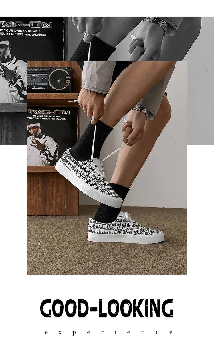 Designer Canvas Casual shoes for men  Flats Vulcanized Shoes Original printed sneakers male Skateboard street shoes men Tennis