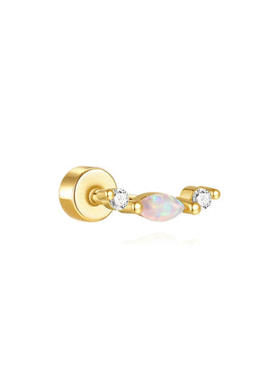 CANNER 1PC 925 Sterling Silver Exquisite Crown Opal Piercing Earring for Women Ear Studs Cartilage Earring Body Jewelry Gift PlatiNum