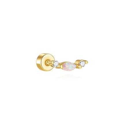 CANNER 1PC 925 Sterling Silver Exquisite Crown Opal Piercing Earring for Women Ear Studs Cartilage Earring Body Jewelry Gift PlatiNum