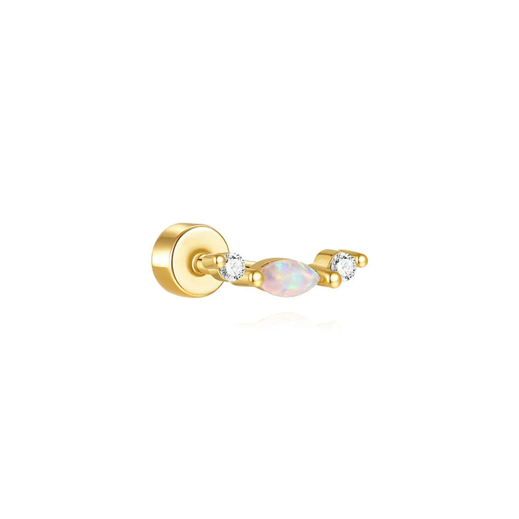 CANNER 1PC 925 Sterling Silver Exquisite Crown Opal Piercing Earring for Women Ear Studs Cartilage Earring Body Jewelry Gift PlatiNum