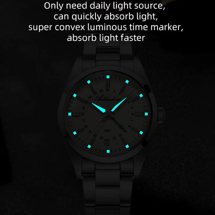 ADDIESDIVE 36mm Stainless Steel GMT Quartz Watch Bubble Mirror Pot Cover Glass 10ATM Dive Luminous Simple Watches For Men