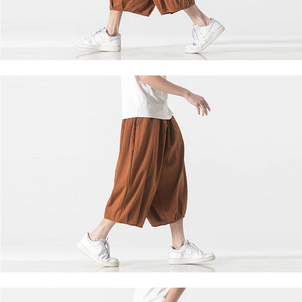 Pantaloni larghi estivi Vendite calde da uomo Harajuku Harem Pantaloni lanterna in cotone e lino Vintage Casual Giappone Samurai Pantaloni a gamba larga da uomo