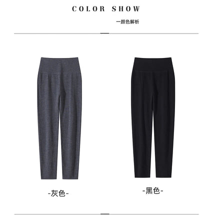 100% fine spun wool knitted pants for women, soft and comfortable thin wool leggings, slim fit solid color leggings PlatiNum