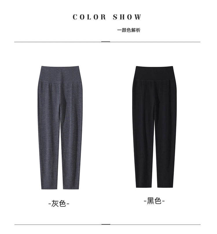 100% fine spun wool knitted pants for women, soft and comfortable thin wool leggings, slim fit solid color leggings PlatiNum