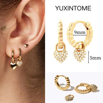 White Color Zircon Hoop Earrings 925 Sterling Silver Needle Cross/Star/Flower/Water Drop Pendant Gold Earrings Luxury Jewelry PlatiNum
