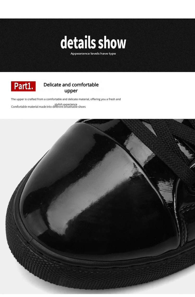 Men Casual Shoes Patent Leather Flats Skate Men Cool Driving Shoes Male Walking Shoes Sneakers Dress Trend the Latest Leisure
