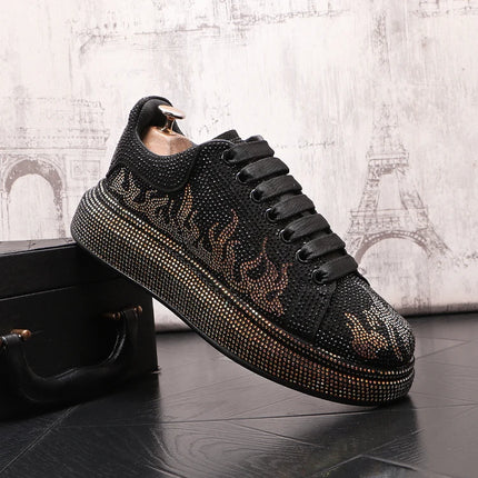 New Style Luxury Men's High Hip-hop Casual Shoes Men Black Fashion Rivets Shoes Italy Fashion Leisure Driving Loafers