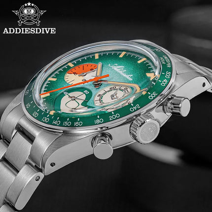 ADDIESDIVE 37mm Men's Luxury Watch 100m Water Resistance K1 Bubble Mirror Glass C3 Luminous Men's Stainless Steel Quartz Watch