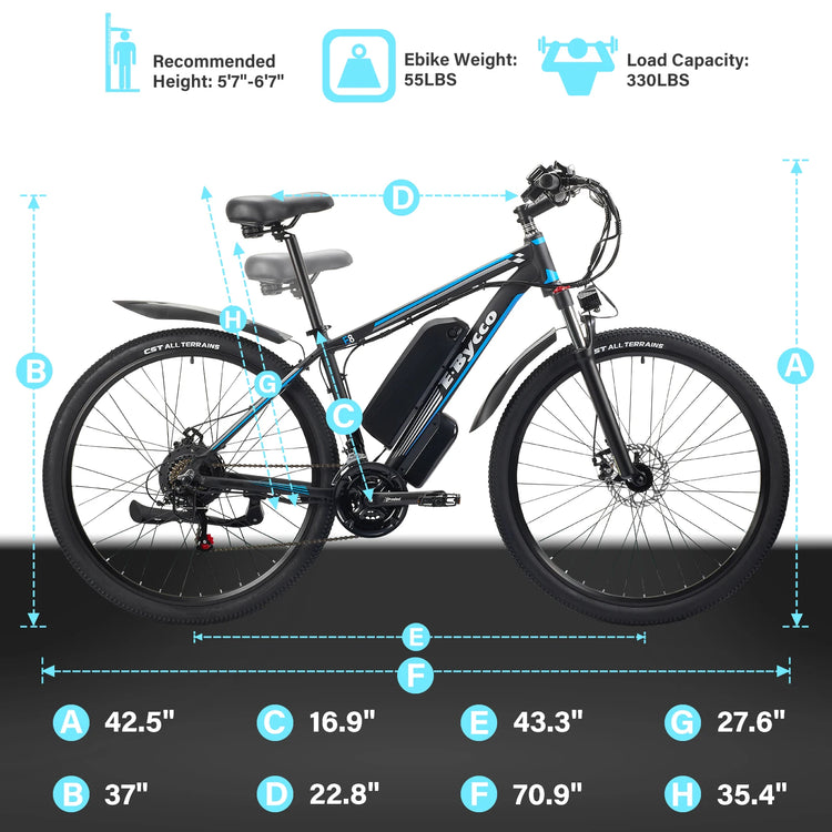 Bicicletta elettrica E8 29'' EBYCCO con motore da 48V 17.5Ah e pedalata assistita per il pendolarismo quotidiano