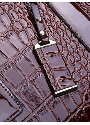 Luxury Vintage Women's Crocodile Pattern Handbag Large Capacity Tote Bag Leather Business Shoulder Bag For Female PlatiNum