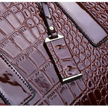Luxury Vintage Women's Crocodile Pattern Handbag Large Capacity Tote Bag Leather Business Shoulder Bag For Female PlatiNum