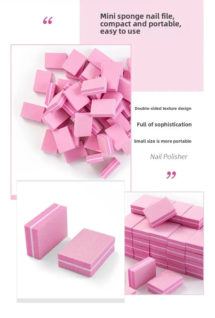 50pcs Lot Two-sided Mini Nail File Blocks Colorful Sponge Nail Buffer Block Nail Polishing Manicure Tools 100/180 Grit Wholesale 2026