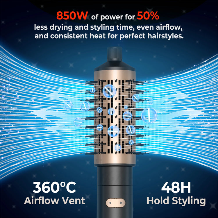 3 in Hair Dryer Brush Rotating Blow Dryer Brush Hot Air Styler Electric Hairdryer Hot Air Spin Brush Set Curling Iron Comb