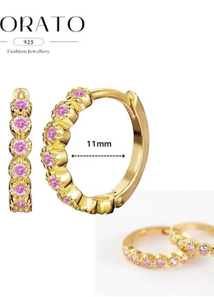 Lussuosa geometria 925 orecchio in argento sterling Ago rosa serie zircone orecchini a cerchio pendenti dolce moda regali di gioielli da sposa platinumshop