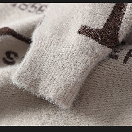 Fashion Letter Sweater For Mens Pullover O-Neck Slim Fit Jumpers Knitwear Warm Winter Korean Style Casual Mens Clothes