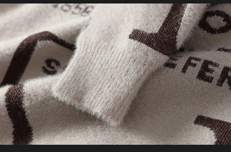 Fashion Letter Sweater For Mens Pullover O-Neck Slim Fit Jumpers Knitwear Warm Winter Korean Style Casual Mens Clothes