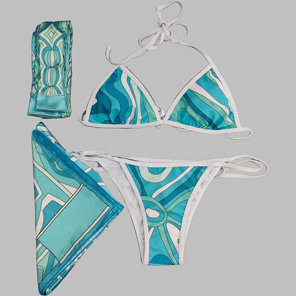 Costumi da bagno di lusso da donna con sciarpa nera e logo firmato, set bikini con fascia per capelli firmata da designer, abbigliamento da spiaggia platinumshop