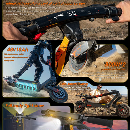 Monopattino elettrico KUKIRIN G2 Ultra All-terrain con motore 800*2W, batteria 48V18Ah, pneumatici da 10 pollici, ideale per la città.