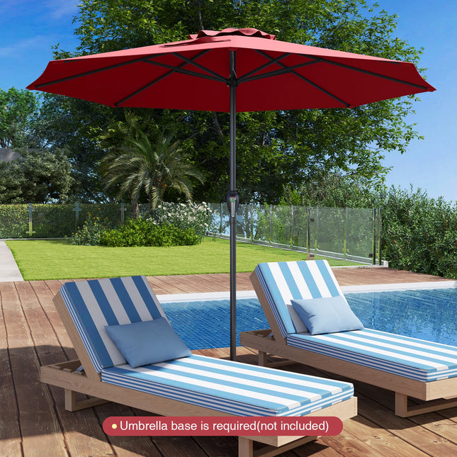 Outdoor Umbrella with Powder-Coated Ribs, Manual Opening, Ventilation, Wind-Resistant, Sun Protection for Garden, Patio, Beach