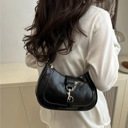 Elegante Borsa a Tracolla da Donna - Borsetta Quadrata Retrò con Chiusura a Zip, in Resistente Materiale PU