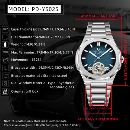 PAGANI DESIGN Nuovo Orologio Meccanico Automatico da Uomo con Tourbillon, Movimento Giapponese, Doppia Texture, Orologio di Lusso in Acciaio 316L con Vetro Zaffiro