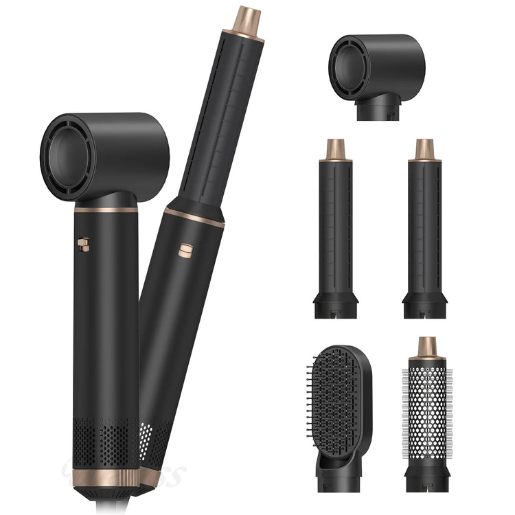 Multi-Functional 5-in-1 Hair Dryer Styler Hot Air Brush Detachable Round Paddle Comb Straighten And Curl Hair Home Styling Tool