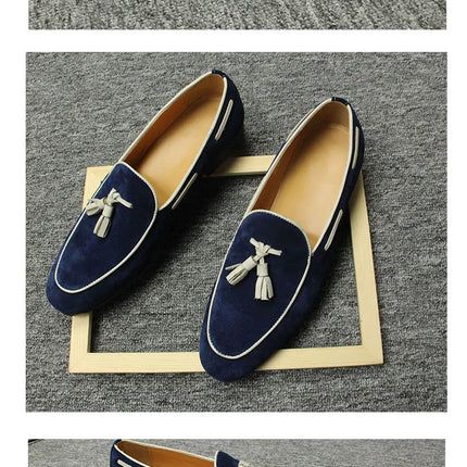 Mocassini Penny Blue da Uomo, Scarpe Casual Estive con Nappe, per Ufficio e Uso Quotidiano, in Pelle Scamosciata di Alta Qualità, Personalizzabili