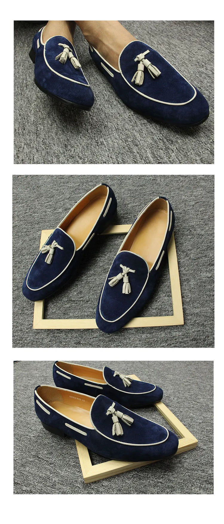 Mocassini Penny Blue da Uomo, Scarpe Casual Estive con Nappe, per Ufficio e Uso Quotidiano, in Pelle Scamosciata di Alta Qualità, Personalizzabili