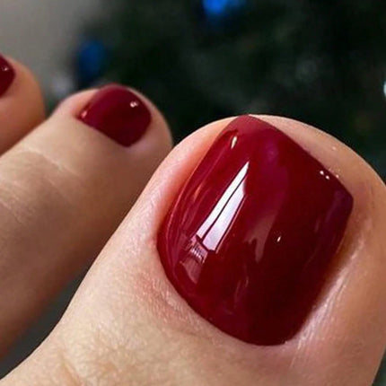 100Pc/Set Solid Color Simple Foot Fake Nails Artificial Red Fake Acrylic Nails Press On Toenails Art Tips Gluing Manicure Tool 2028