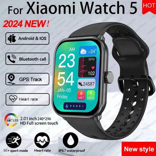 Per Xiaomi Watch 5 Smart Watch da uomo HD AMOLED schermo frequenza cardiaca chiamate Bluetooth localizzazione GPS Smartwatch sportivo impermeabile da donna platinumshop