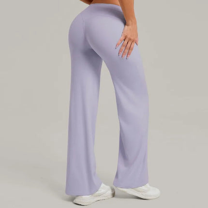 Women's Pilates Yoga Pants Sports Fitness Flared Peach Hip-lifting Leggings Outdoor Workout Training Running Casual Trousers PlatiNum