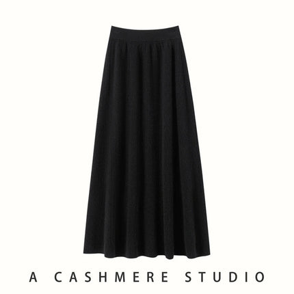 Choice New 100% Cashmere Skirt Women Long Skirt Autumn Winter Office Lady Soft Cashmere A Line Skirt Simple Grace Cashmere Dress PlatiNum