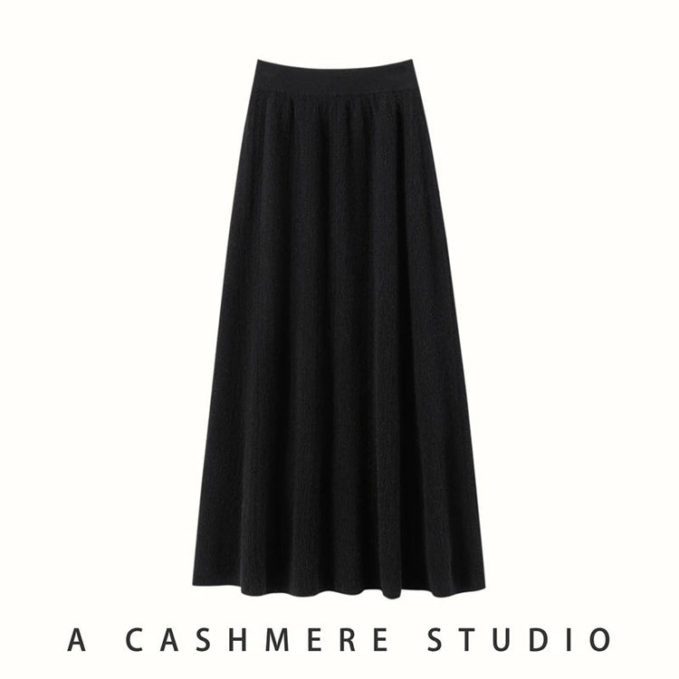 Choice New 100% Cashmere Skirt Women Long Skirt Autumn Winter Office Lady Soft Cashmere A Line Skirt Simple Grace Cashmere Dress PlatiNum