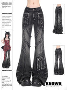 Jeans larghi cargo gotici neri da donna Y2K American High Street 2000S Harajuku Estetica Vintage Jeans Pantaloni Pantaloni Abbigliamento