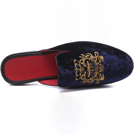 Pantofole antiusura in pelle da uomo Mocassini slip-on in velluto Scarpe da mulo alla moda